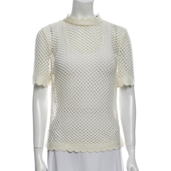 Self portrait Fishnet Crochet Lace Top - Picture 2 of 9